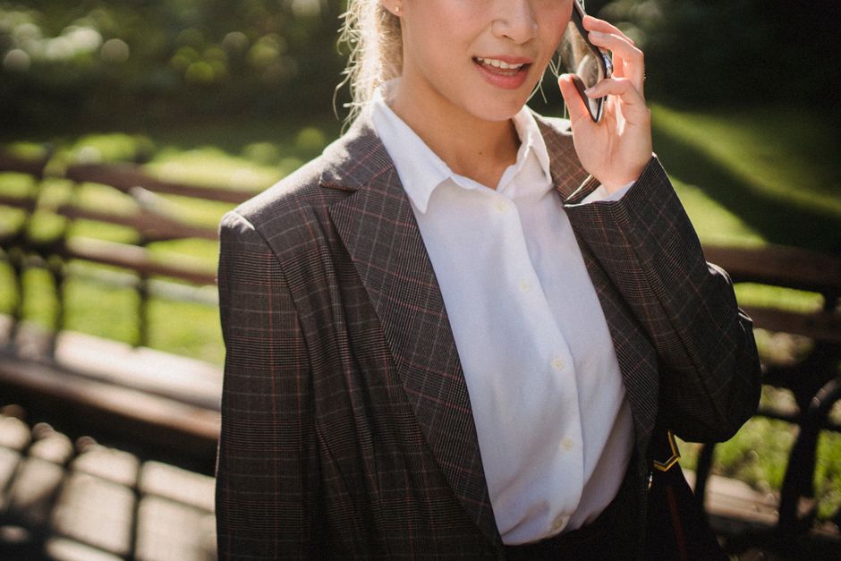 Woman on phone conversation